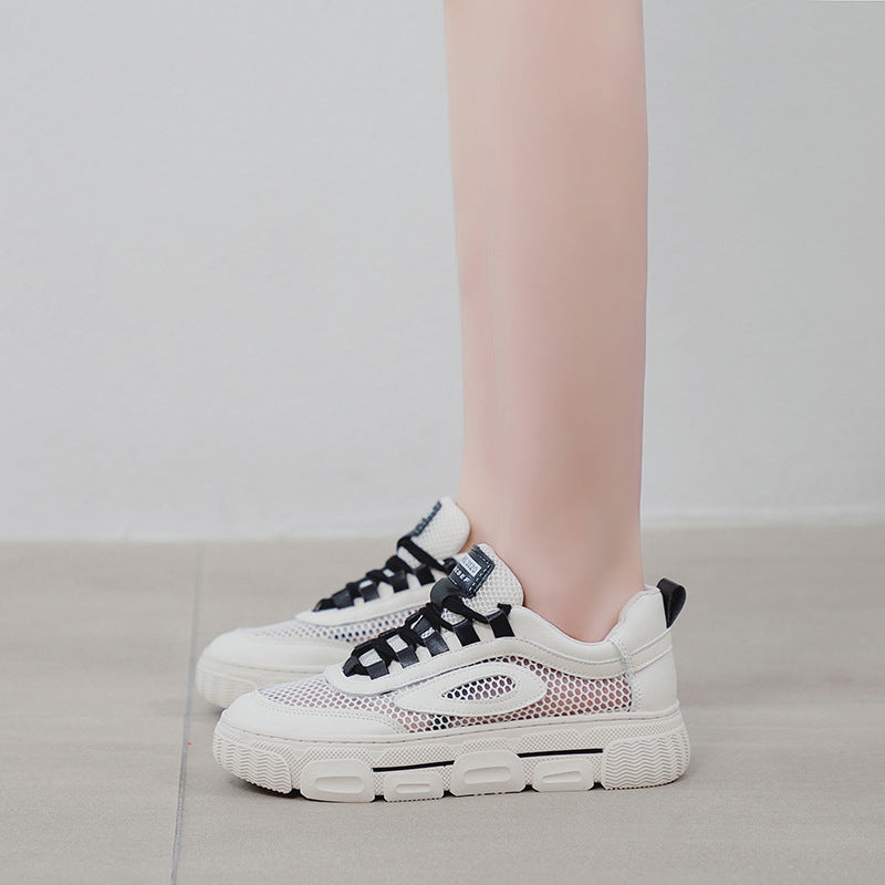 woloong Women's Summer Sports White Large Size Mesh Breathable Sneakers