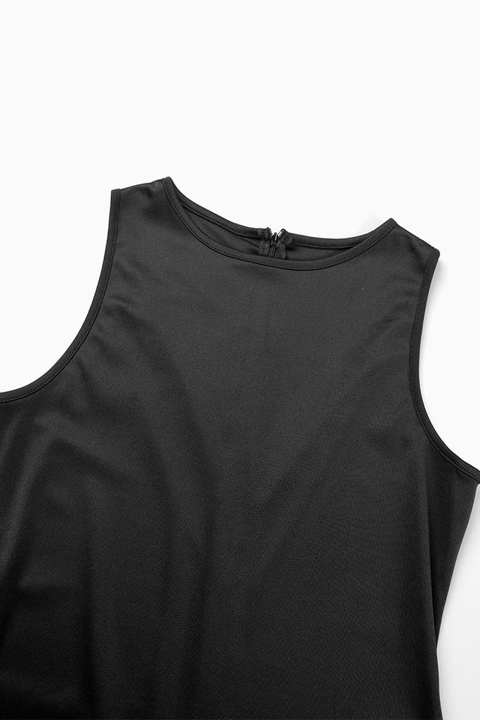 woloong - Black Daily Party Elegant Simplicity Patchwork Feathers Solid Color O Neck Sleeveless Dress Dresses