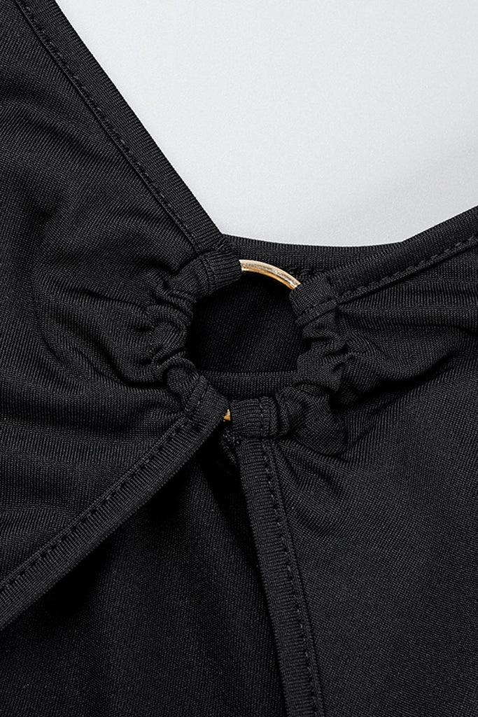 woloong - Black Sexy Sweet Daily Party Backless Solid Color Stringy Selvedge Spaghetti Strap Mini Dress Dresses