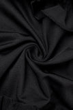 woloong - Black Sexy Sweet Daily Party Backless Solid Color Stringy Selvedge Spaghetti Strap Mini Dress Dresses