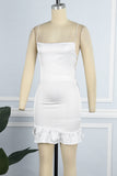woloong - Black Sexy Solid Backless Cross Straps Spaghetti Strap Sleeveless Dress Dresses