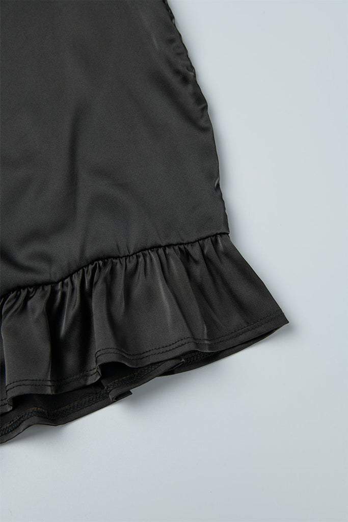 woloong - Black Sexy Solid Backless Cross Straps Spaghetti Strap Sleeveless Dress Dresses
