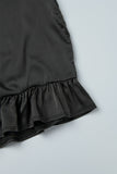 woloong - Black Sexy Solid Backless Cross Straps Spaghetti Strap Sleeveless Dress Dresses