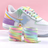 woloong   Flat Shoelaces Rainbow Colour Shoe Laces Casual Canvas Shoes Colorful Shoelace Print Gradient Suitable for All Unisex 1 Pair