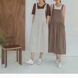woloong  New Summer Dress Ladies Dress Plus Size XL- 5XL Cotton Linen Women Tank Vestidos Sleeveless Robe Dress Pockets Clothes KE02