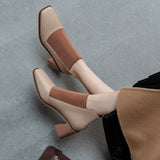 woloong  Fashion Comfortable Genuine Leather Women's Ankle Boots Elegant Square Toe Thick Heels Pumps Party Casual Shoes Woman New