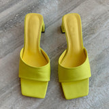 Summer New Women Slipper Fashion Candy Color Ladies Outdoor Beach Slides Square Med Heel Peep Toe Sandal Shoes
