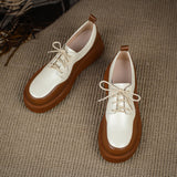 woloong  New Retro British Style Color Matching Platform Small Leather Shoes Casual Single Shoes Fashion Lace-up Women's Shoes
