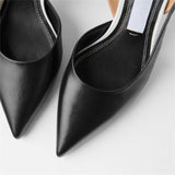 Classic Pointed Toe Stiletto Sandals Women New Metal Heel Stiletto Sandals Formal Wear Professional Women's Shoes Black