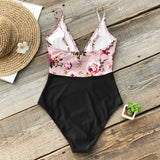 woloong Pink Floral One-Piece Swimsuit Women High Leg Cut Sexy Monokini Bathing Suits New Girls Beach Bathing Suit Swimwear