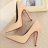 woloong   Thin heels pointed toe spring and autumn Pumps new nude color pointed women's shoes are sexy and high heels