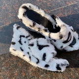 Luxury new women feminine high-heeled fur drag outdoor all-match shoes slippers round head wedges with mink fur ms slippers