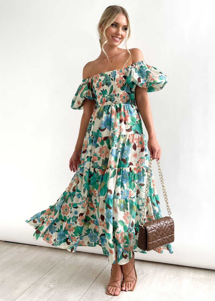 2025 New Popular trade women's clothing  2025 summer fashion off-the-shoulder lantern sleeves high-waisted one-word shoulder dress