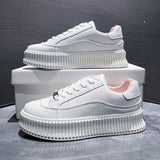 woloong Women's Thick-soled Height Increasing White Korean Sneakers