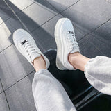 woloong Women's Thick-soled Height Increasing White Korean Sneakers