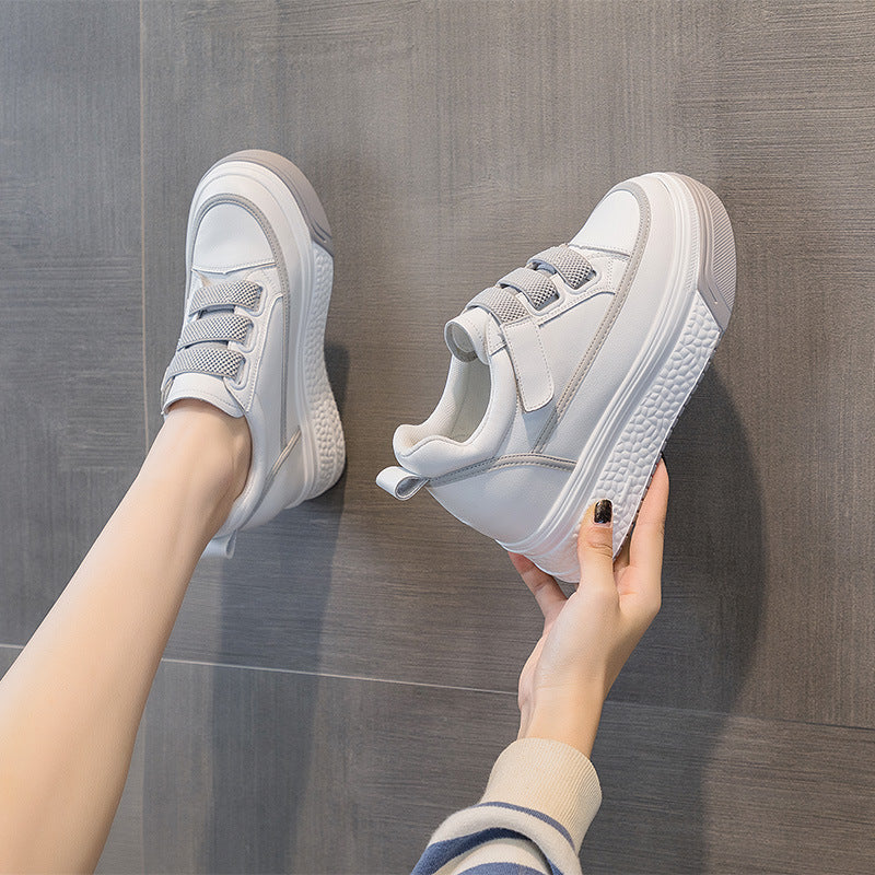 woloong Women's Platform Height Increasing Insole Magic Sneakers