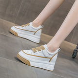 woloong Women's Platform Height Increasing Insole Magic Sneakers