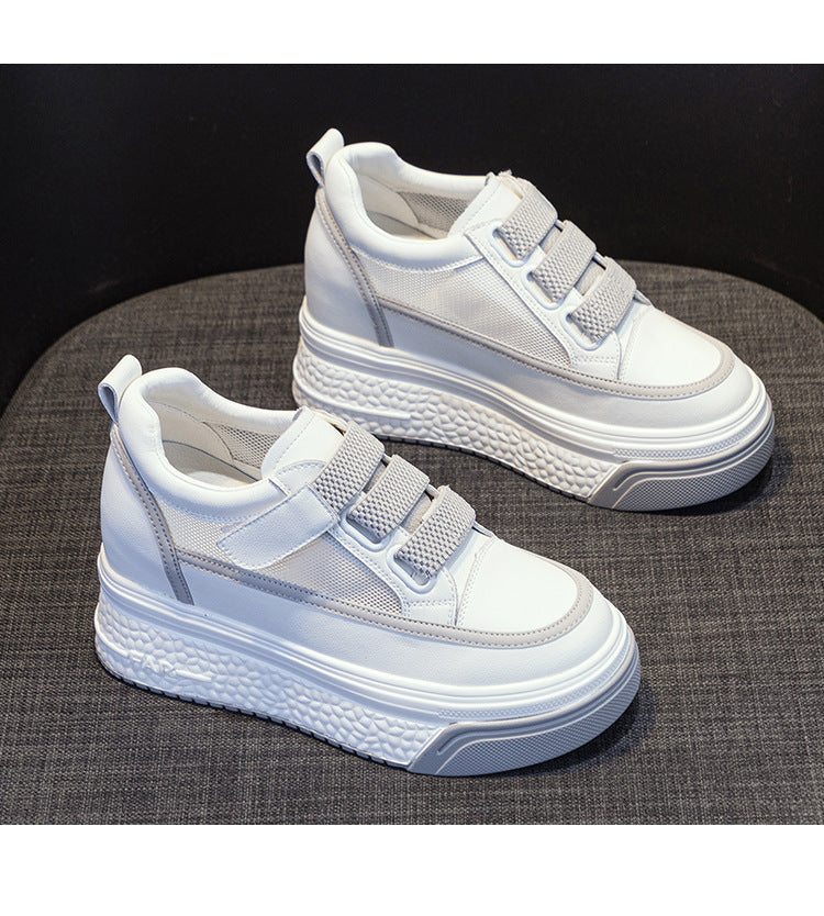 woloong Women's Platform Height Increasing Insole Magic Sneakers