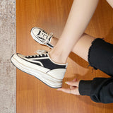 woloong Women's Thick-soled White Height Increasing Insole Flat Sneakers