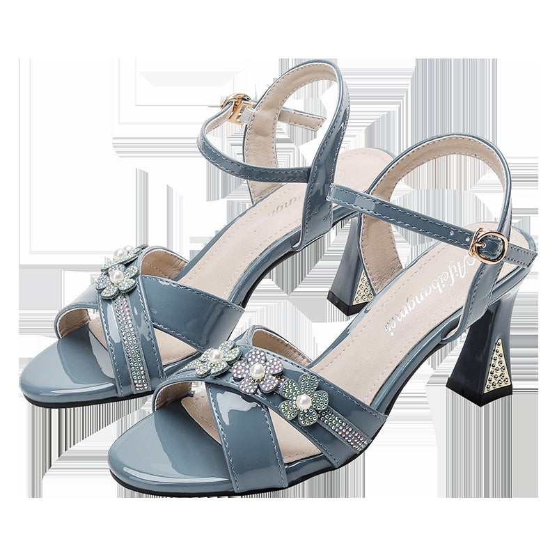 WOLOONG Women's Buckle Open Toe Mid Fashion Heels