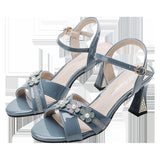 WOLOONG Women's Buckle Open Toe Mid Fashion Heels