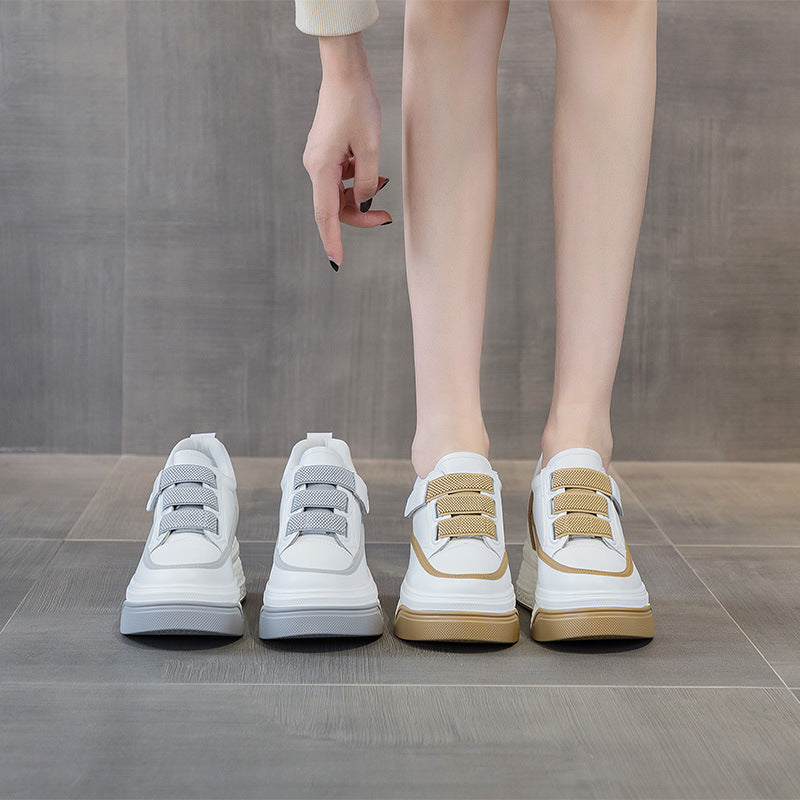 woloong Women's Platform Height Increasing Insole Magic Sneakers