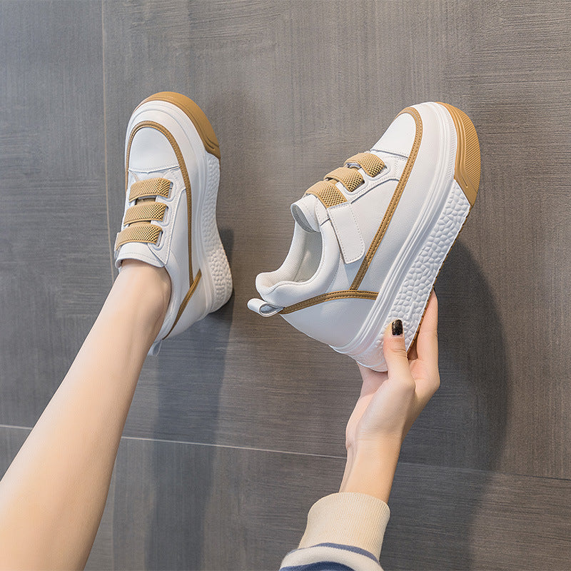 woloong Women's Platform Height Increasing Insole Magic Sneakers