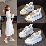woloong Women's Platform Height Increasing Insole Magic Sneakers
