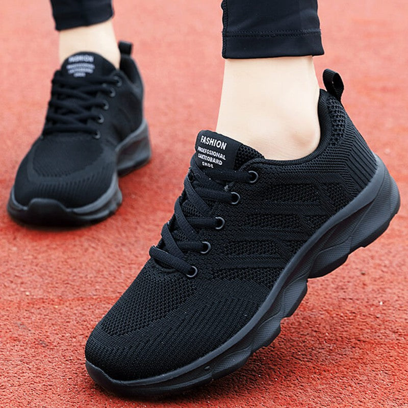 woloong Women's Running All Black Mesh Breathable Jogging Sneakers