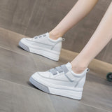 woloong Women's Platform Height Increasing Insole Magic Sneakers