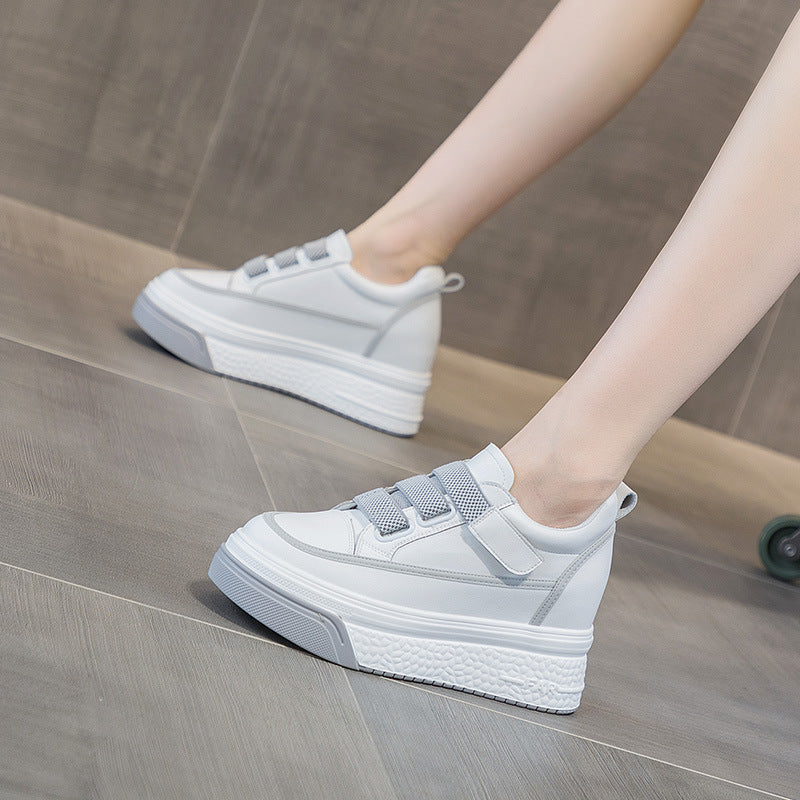 woloong Women's Platform Height Increasing Insole Magic Sneakers