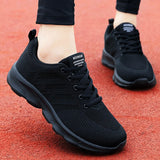 woloong Women's Running All Black Mesh Breathable Jogging Sneakers