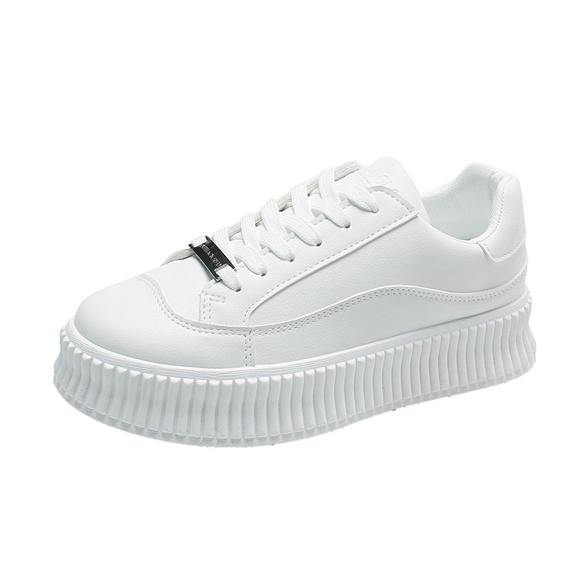 woloong Women's Thick-soled Height Increasing White Korean Sneakers