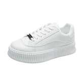 woloong Women's Thick-soled Height Increasing White Korean Sneakers