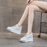 woloong Women's Platform Height Increasing Insole Magic Sneakers