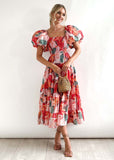 2025 New Popular trade women's clothing  2025 summer fashion off-the-shoulder lantern sleeves high-waisted one-word shoulder dress