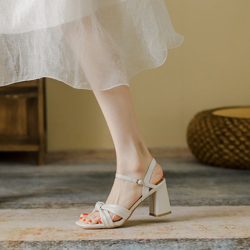 WOLOONG Women's Chunky French Summer Square Toe Heels