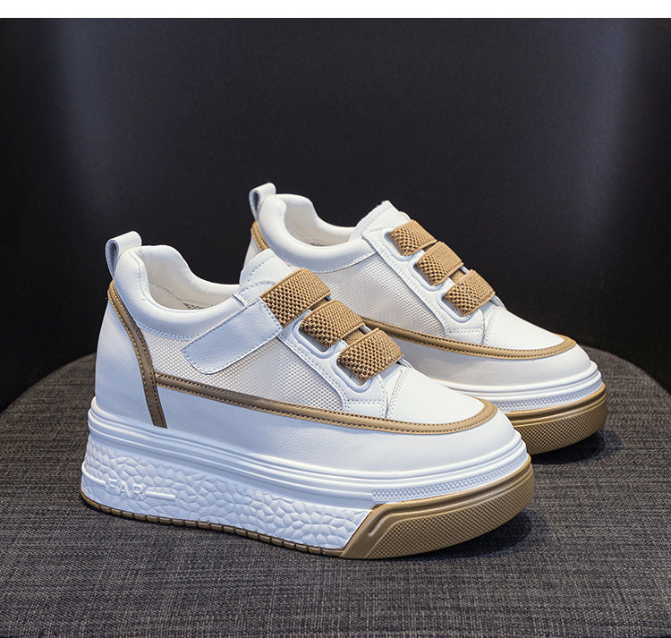 woloong Women's Platform Height Increasing Insole Magic Sneakers