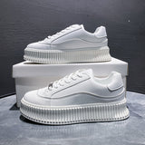 woloong Women's Thick-soled Height Increasing White Korean Sneakers