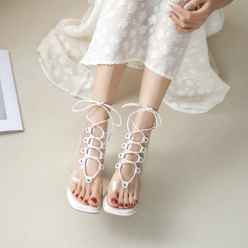 WOLOONG Women's Chunky French Ankle-strap Buckle Sweet Open Heels