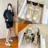 woloong Women's Thick-soled White Height Increasing Insole Flat Sneakers