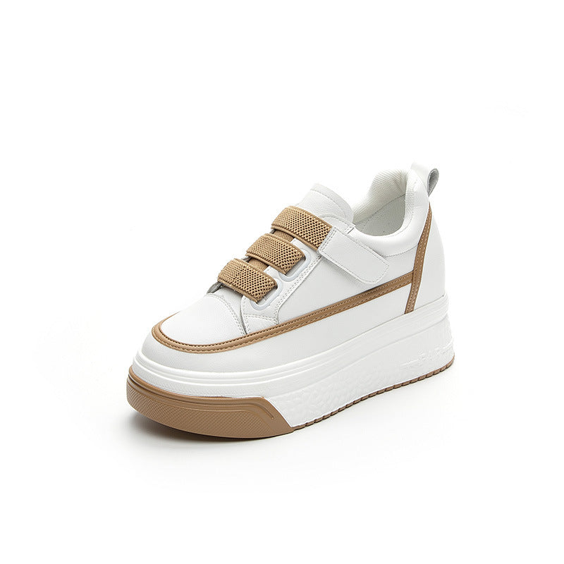 woloong Women's Platform Height Increasing Insole Magic Sneakers