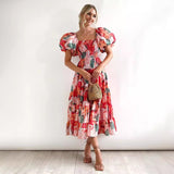 2025 New Popular trade women's clothing  2025 summer fashion off-the-shoulder lantern sleeves high-waisted one-word shoulder dress