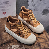 woloong Women's Retro Versatile Roman Breathable Red High Sneakers