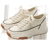 woloong Women's Thick-soled White Height Increasing Insole Flat Sneakers