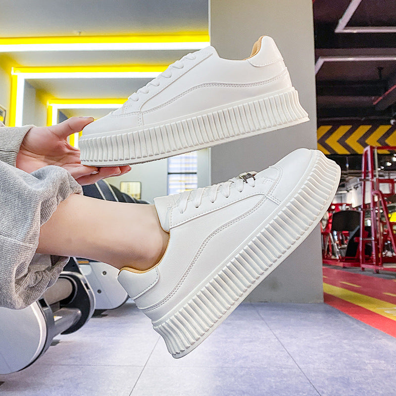 woloong Women's Thick-soled Height Increasing White Korean Sneakers
