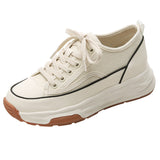 woloong Women's Thick-soled White Height Increasing Insole Flat Sneakers