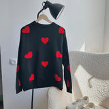Love Embroidery Women's Knitting Sweaters Sweet Chic Long Sleeved O-neck Pullovers  New Female Casual Fashion Sweater