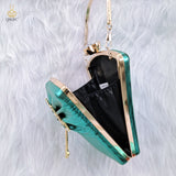 woloong New Arrival Sexy High Heel Pointed Elegant Noble Green Color Ladies Shoes and Bag Set For Any Occasion