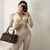 woloong Knitted Rompers Women Jumpsuit Stretch Hollow Out Zipper Sexy Summer Jumpsuits Club Outfits Women One Piece Overalls